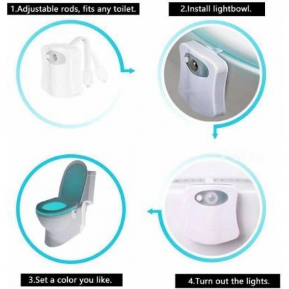 Generic LED Light Sensor Motion Activated Glow Bowl Light Up Sensing Toilet Seat Night Lightning Bowl (Color: Assorted) - Image 3