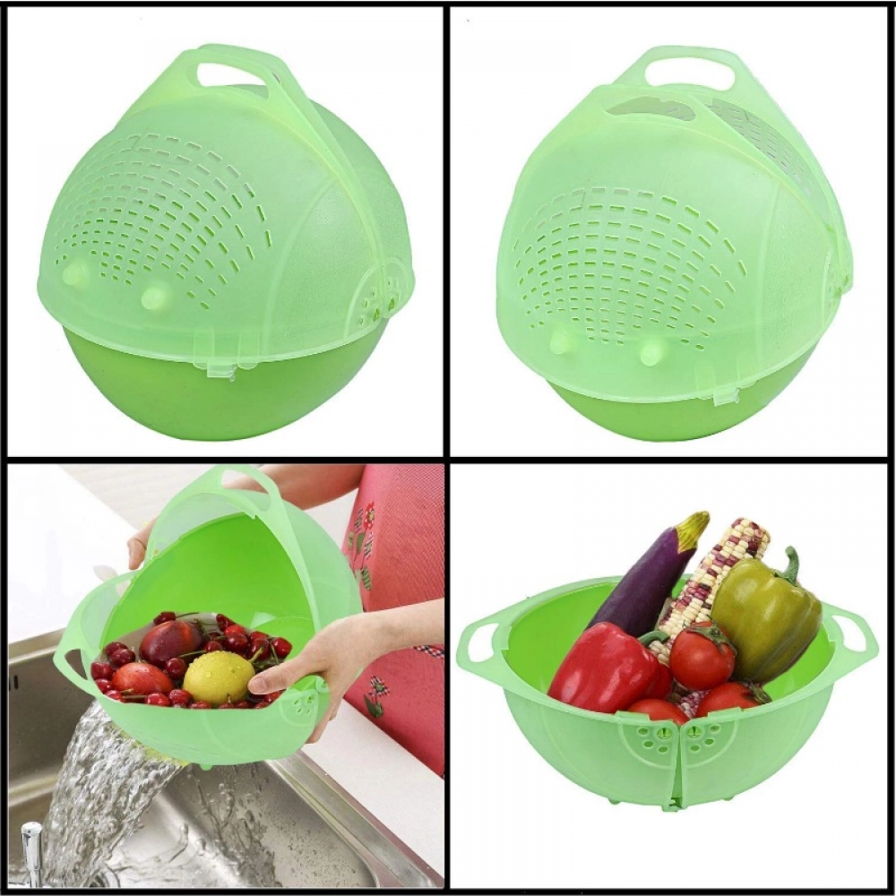 Generic Pack Of 2_Plastic Drainer Fruit Vegetable Basket (Color: Assorted) - Image 4