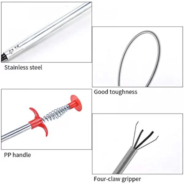 Generic Metal Wire Brush Hand Kitchen Sink Cleaning Hook Sewer Dredging Device Spring Pipe Hair Dredging Tool (Color: Assorted) - Image 3