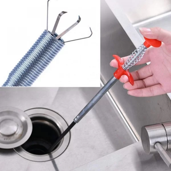 Generic Metal Wire Brush Hand Kitchen Sink Cleaning Hook Sewer Dredging Device Spring Pipe Hair Dredging Tool (Color: Assorted) - Image 5