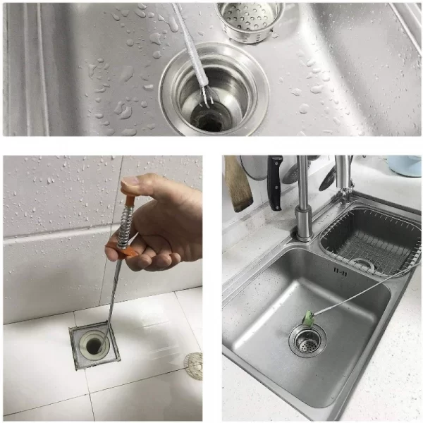Generic Metal Wire Brush Hand Kitchen Sink Cleaning Hook Sewer Dredging Device Spring Pipe Hair Dredging Tool (Color: Assorted) - Image 4