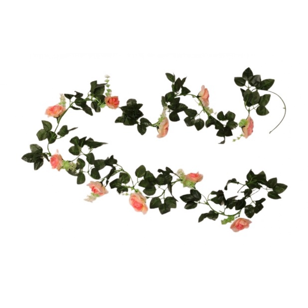 Generic Artificial Light Pink White Filler Rose Vines Flowers Plants Artificial Flower Creeper Hanging Rose For Home Decoration (Color: LightPink, Material: Silk Polyester)