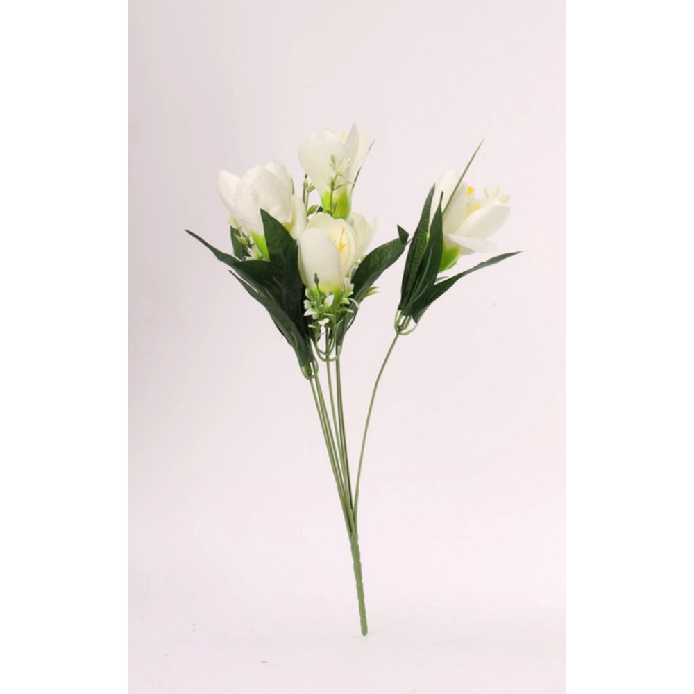 Generic Artificial Flowers Bunch Bouquet Of Daffodil Tulip Flowers For Home Decoration (White, Material:Silk, Polyester) - Image 3