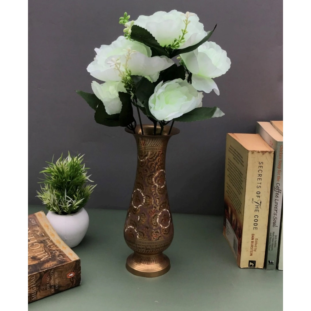 Generic Artificial Flowers Bunch Bouquet Of 7 Poppy Flowers For Home Decoration (White, Material:Silk, Polyester) - Image 3