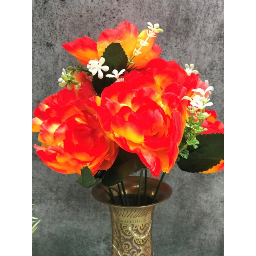 Generic Artificial Flowers Bunch Bouquet Of 7 Poppy Flowers For Home Decoration (Orange, Material:Silk, Polyester) - Image 2