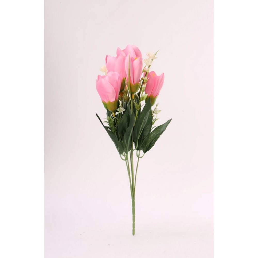 Generic Artificial Flowers Bunch Bouquet Of Daffodil Tulip Flowers For Home Decoration (Light Pink, Material:Silk, Polyester) - Image 3