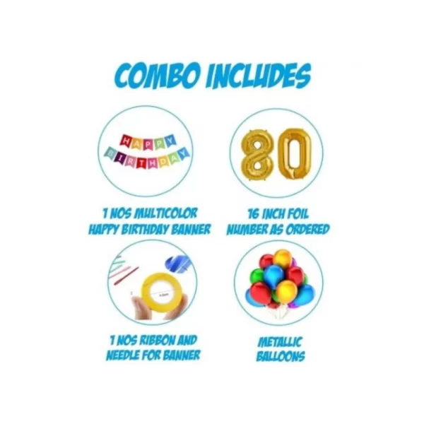 Generic 30Th Happy Birthday Decoration Combo With Multi Color Banner (Golden) - Image 2