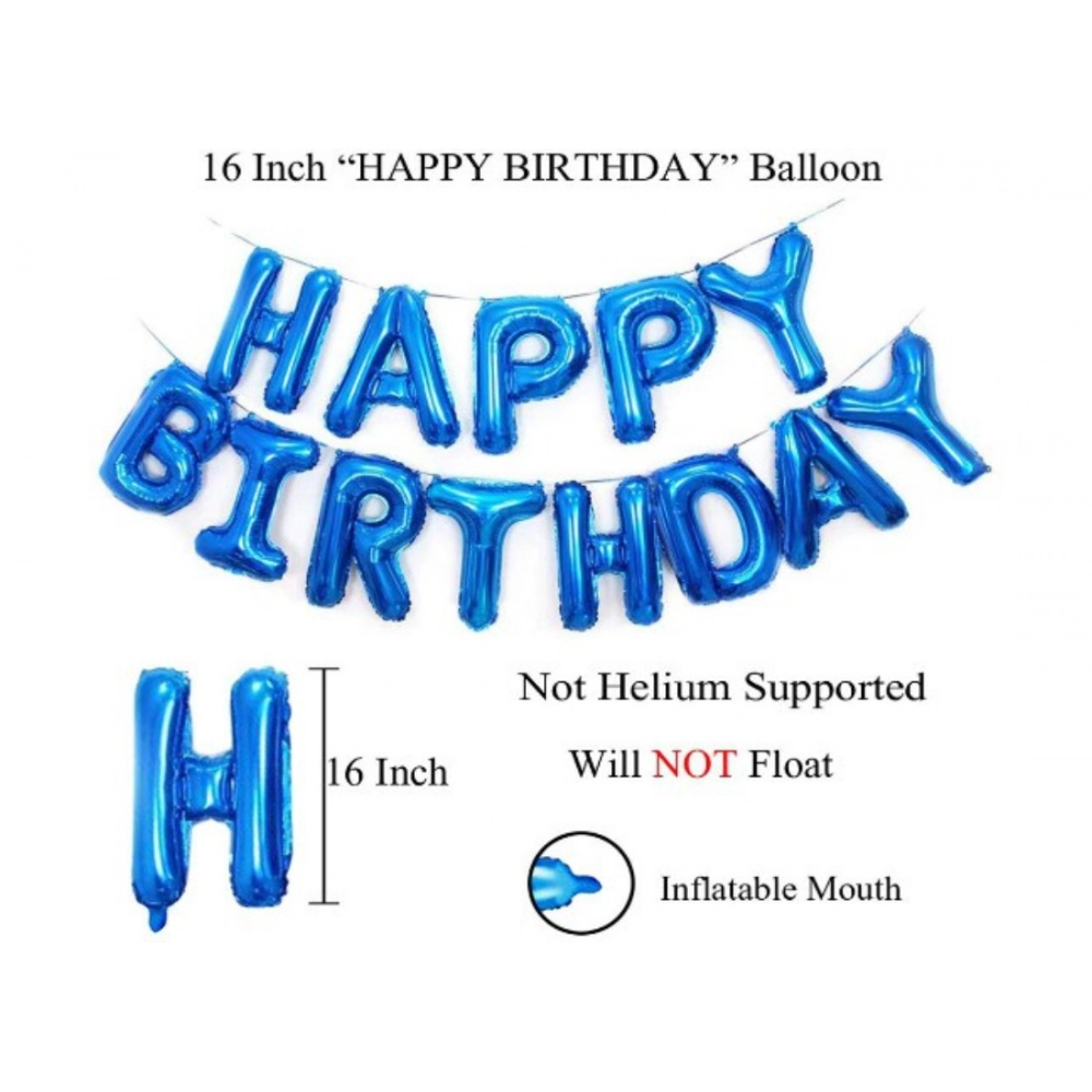 Generic 4Th Happy Birthday Decoration Combo With Foil And Star Balloons (Blue, Silver) - Image 2