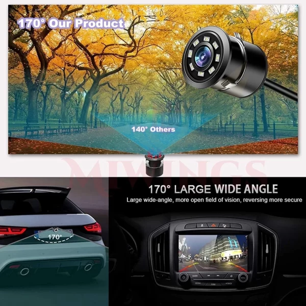 Generic Car Rear View Backup Camera 170 Wide Angle Hd Cmos Auto Parking Assistance Reverse (Black) - Image 2