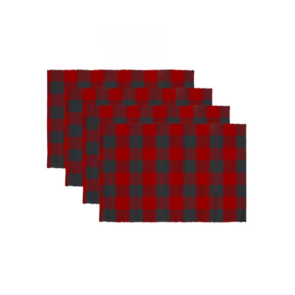 Generic Checked Cotton Place Mats Sets (Red & Black) - Image 3