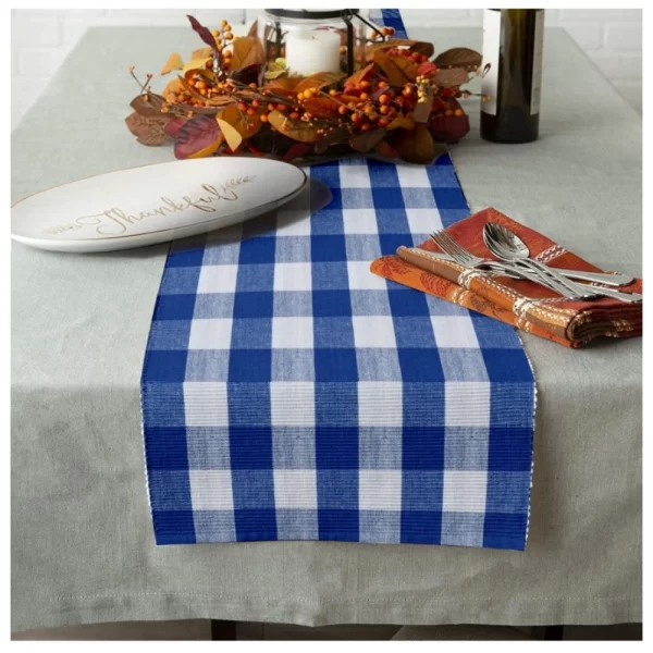 Generic Checked Cotton Table Runners (Royal Blue) - Image 2