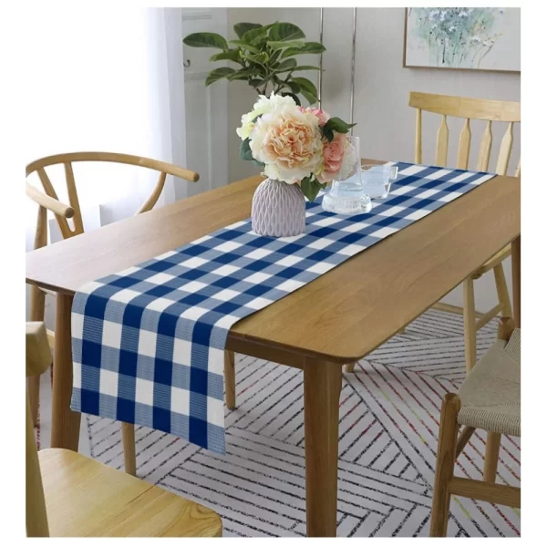 Generic Checked Cotton Table Runners (Royal Blue)