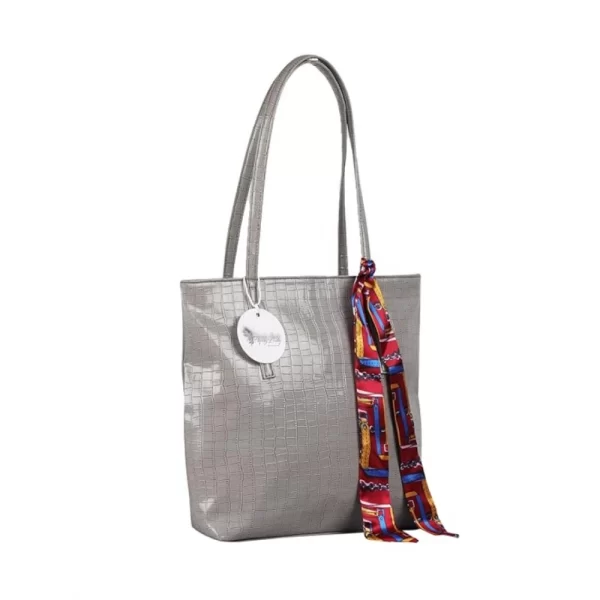 Generic Women's Polyurethane Textured, Croc Shoulder Bag (Grey) - Image 4