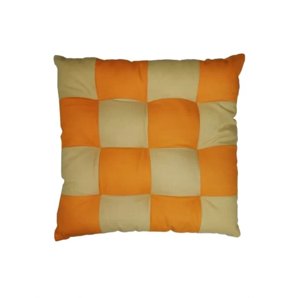 Generic Cotton Blended Solid Chair Cushions (Mustard & Beige, Size: 16x16 In) - Image 4