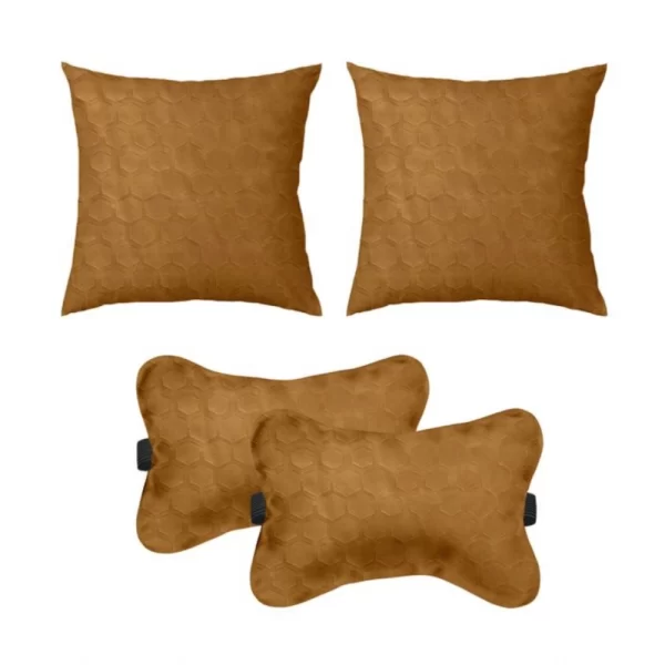 Generic Pack Of_4 Polyester Printed Car Pillow Sets (Brown, Size: 12x12 In)
