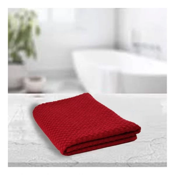 Generic Cotton Popcorn Weave Bath Towels (Red) - Image 3