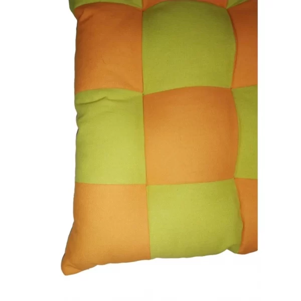 Generic Cotton Blended Solid Chair Cushions (Green & Mustard, Size: 16x16 In) - Image 2