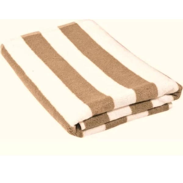 Generic Cotton Striped Bath Towels (Beige & White, Size: 36x71 In) - Image 3