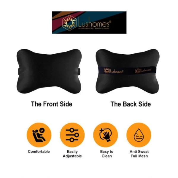 Generic Pack Of_6 Polyester Solid Car Pillow Sets (Black, Size: 12x12 In) - Image 2