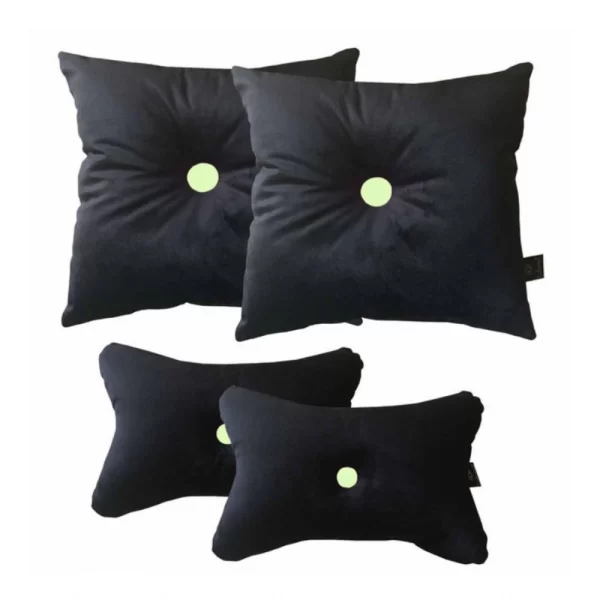 Generic Pack Of_4 Polyester Solid Car Pillow Sets (Black & Yellow, Size: 12x12 In)