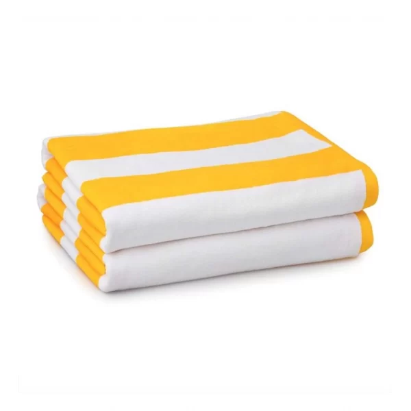 Generic Cotton Solid Bath Towels (Yellow & White, Size: 36x71 In)