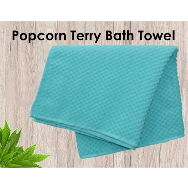 Generic Cotton Popcorn Weave Bath Towels (Aqua Blue, Size: 28x59 In) - Image 2