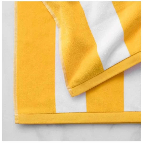 Generic Cotton Solid Bath Towels (Yellow & White, Size: 36x71 In) - Image 3