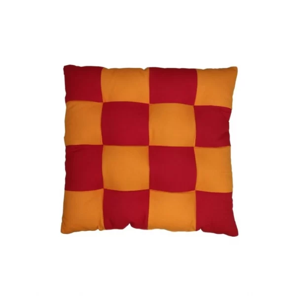 Generic Cotton Blended Solid Chair Cushions (Red & Yellow, Size: 16x16 In) - Image 4