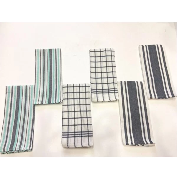 Generic Pack Of_6 Cotton Checkered Kitchen Towel Sets (Grey, Size: 18x28 In) - Image 3