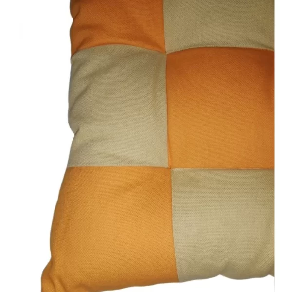 Generic Cotton Blended Solid Chair Cushions (Mustard & Beige, Size: 16x16 In) - Image 2