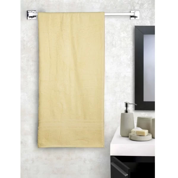Generic Cotton Solid Bath Towels (Cream, Size: 35x71 In) - Image 4