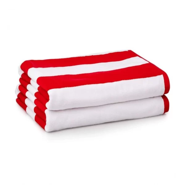 Generic Cotton Striped Bath Towels (Red & White, Size: 36x71 In)
