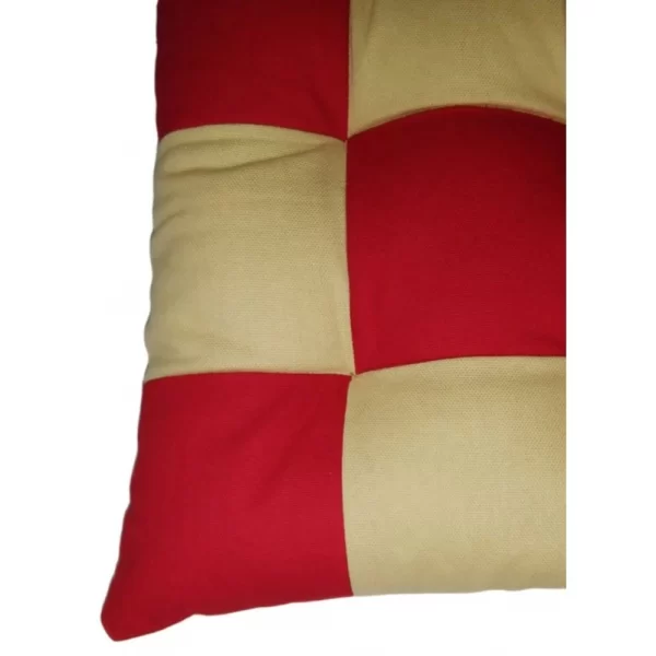 Generic Cotton Blended Solid Chair Cushions (Red & Beige, Size: 16x16 In) - Image 2