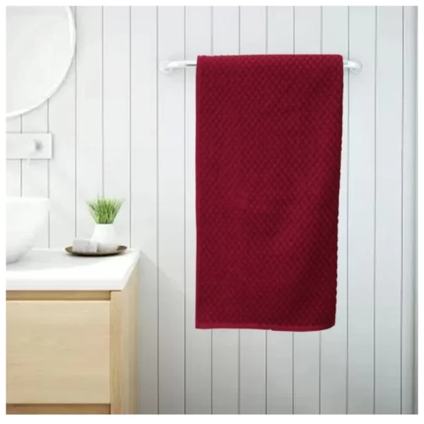 Generic Cotton Popcorn Weave Bath Towels (Maroon) - Image 2