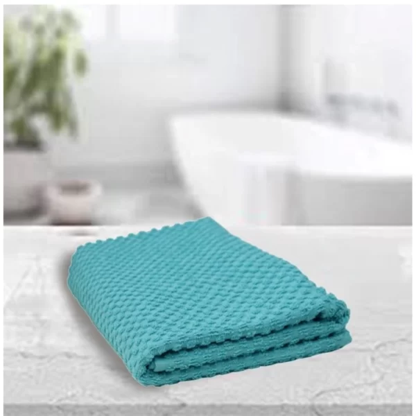 Generic Cotton Popcorn Weave Bath Towels (Aqua Blue, Size: 28x59 In) - Image 4