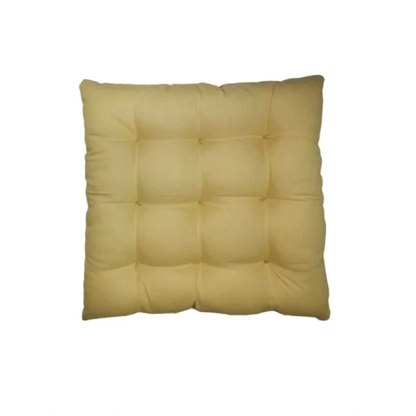 Generic Cotton Blended Solid Chair Cushions (Mustard & Beige, Size: 16x16 In) - Image 3