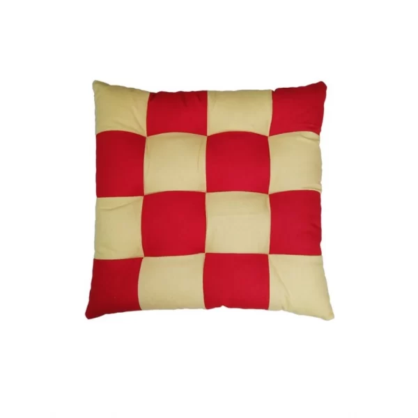 Generic Cotton Blended Solid Chair Cushions (Red & Beige, Size: 16x16 In) - Image 4