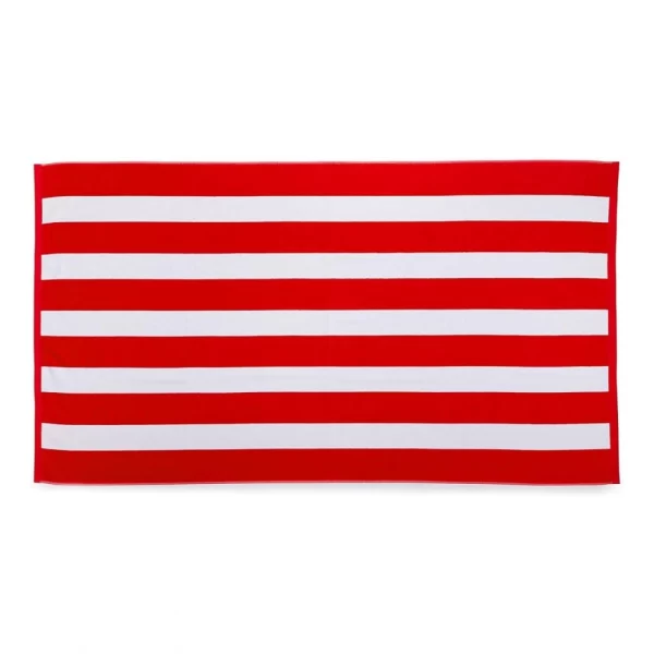 Generic Cotton Striped Bath Towels (Red & White, Size: 36x71 In) - Image 3