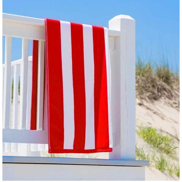 Generic Cotton Striped Bath Towels (Red & White, Size: 36x71 In) - Image 2