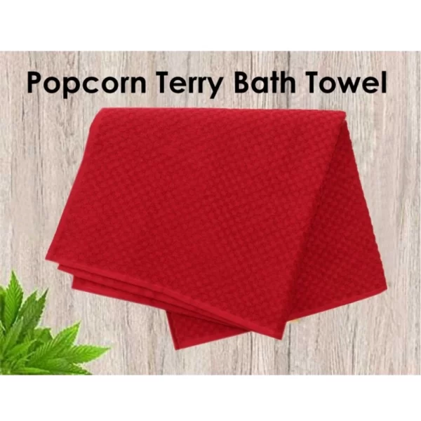 Generic Cotton Popcorn Weave Bath Towels (Red) - Image 2
