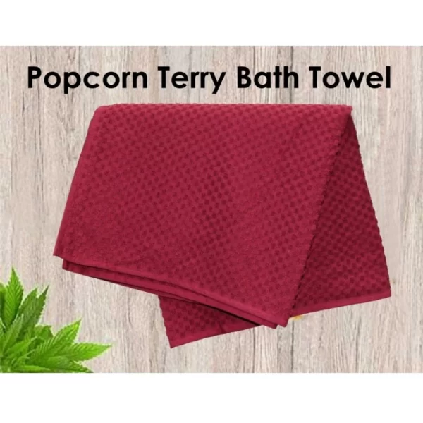 Generic Cotton Popcorn Weave Bath Towels (Maroon) - Image 3