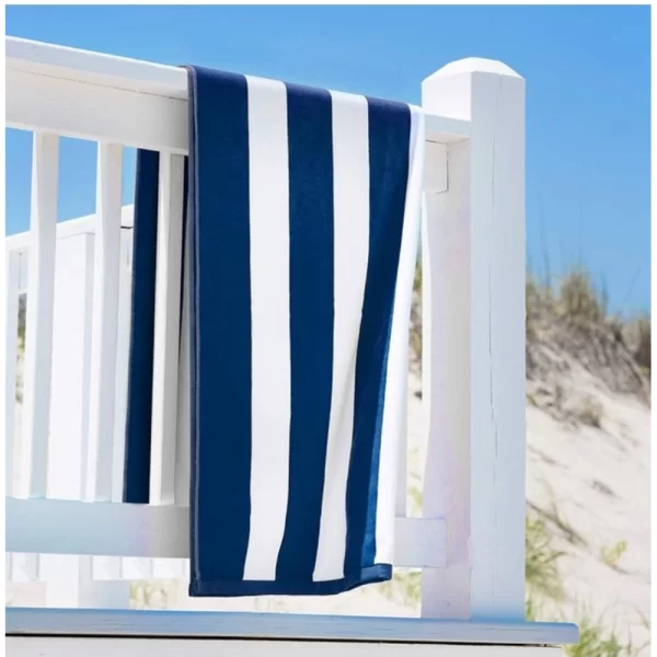 Generic Cotton Solid Bath Towels (Blue & White, Size: 36x71 In) - Image 2