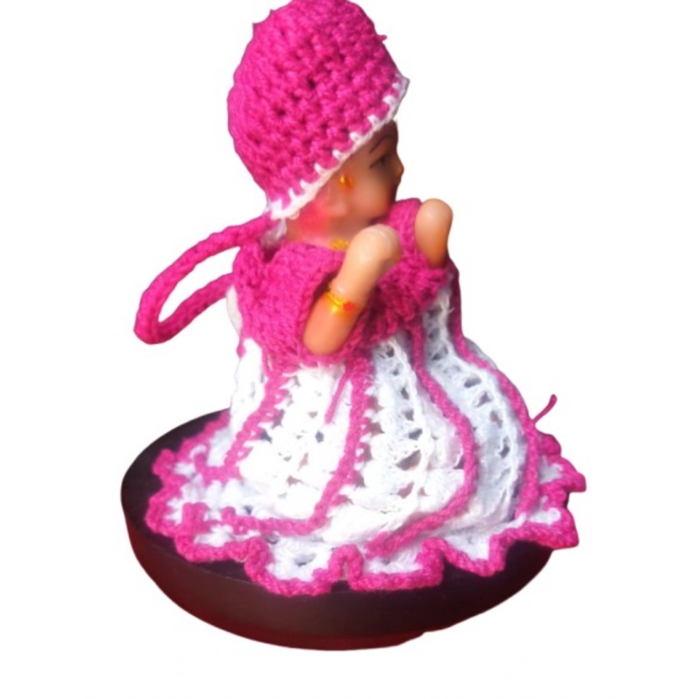 Generic Laddu Gopal Tharad Dress Size: 0 To 6 (Pink-White) - Image 3