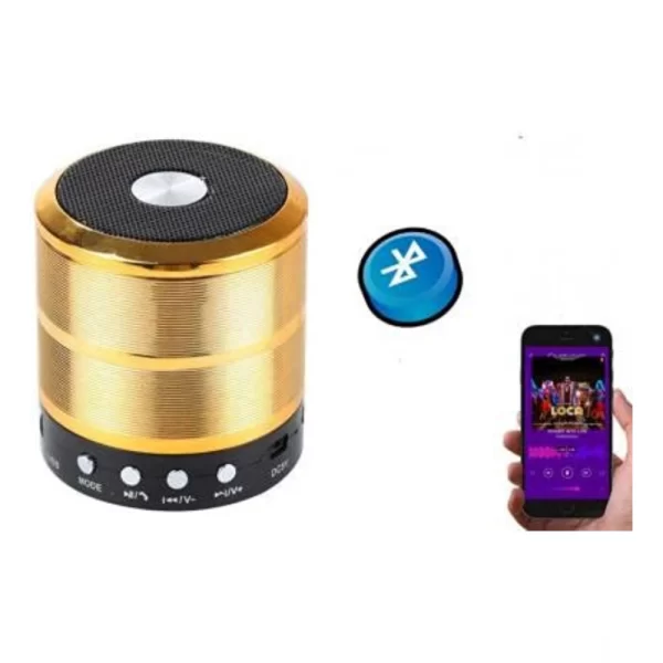 Generic Plastic Rubber Wireless WS887 Bluetooth Speaker (Gold) - Image 2