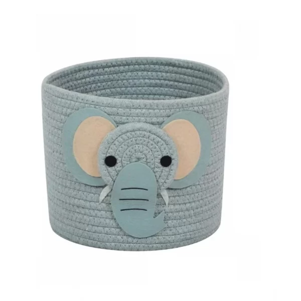 Generic Cotton Elephant Basket 10x8 Inch Pack of 1 (Grey) - Image 2