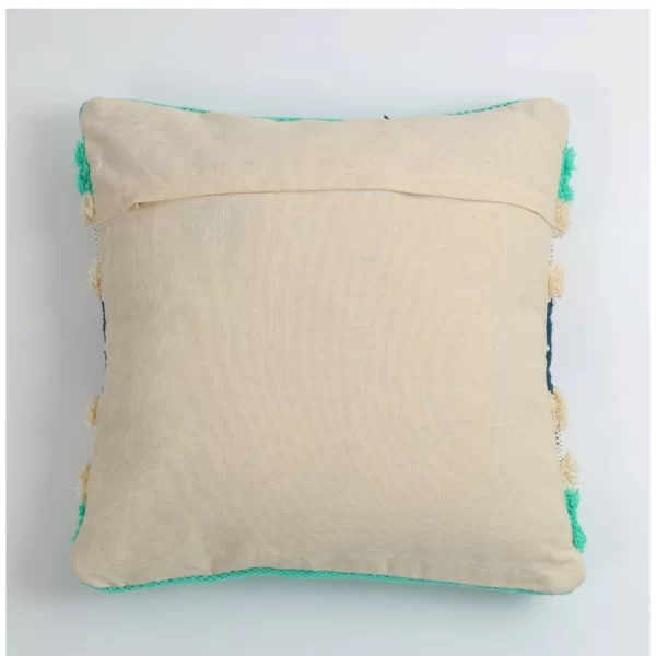 Generic Cotton Striped Handcrafted Pit Loom Cushion Cover 16x16 Inch Pack of 2 (Green Cream) - Image 3
