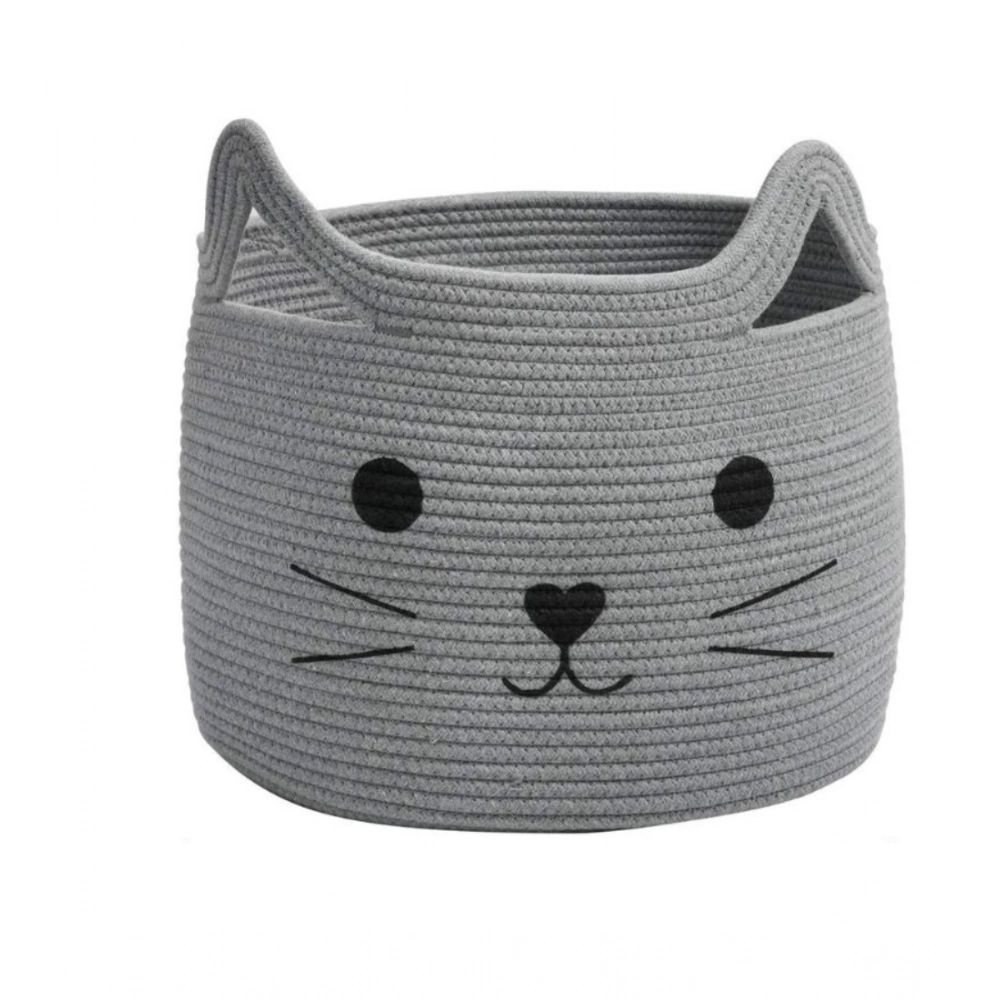 Generic Cotton Large Storage Cat Basket 15x11 Inch Pack of 1 (Grey) - Image 2