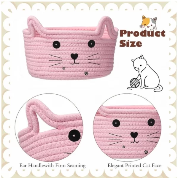 Generic Cotton Small Cat With Face Basket Pack of 1 (Pink) - Image 4