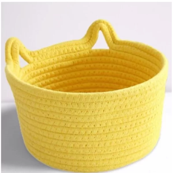 Generic Cotton Plain Cat Basket 9x5 Inch Pack of 1 (Yellow) - Image 2
