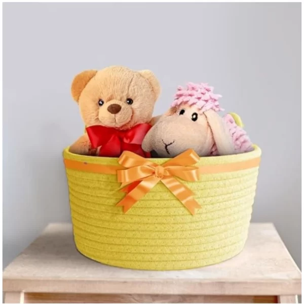 Generic Cotton Plain Cat Basket 9x5 Inch Pack of 1 (Yellow) - Image 3